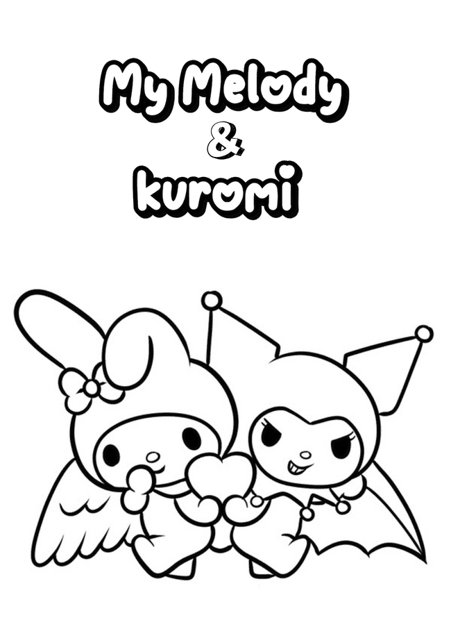 kuromi My Melodi para imprimir e colorir