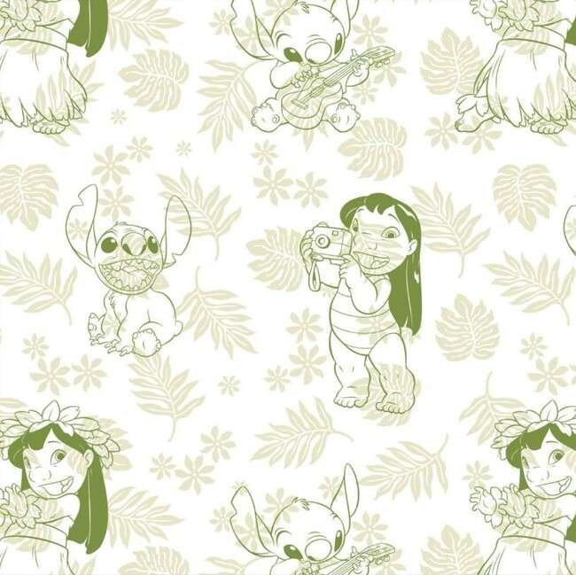 Folhas e Flores Lilo e Stich Verde PNG capa de agenda 