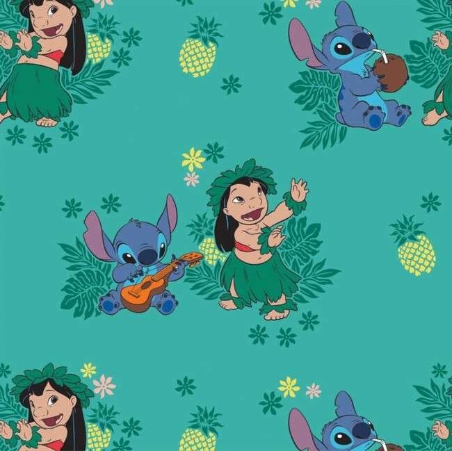 Stitch e Lilo Fundo Verde PNG
