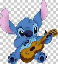 Stitch olhando Ukelele para baixo