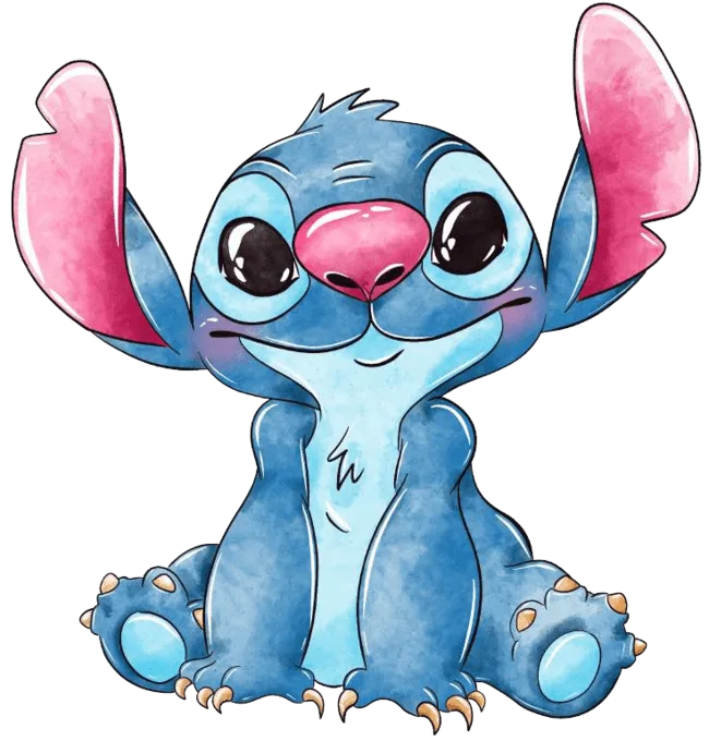 90+ Stitch PNG Grátis: Coleção Exclusiva Download Imediato! 267 Stitch Feliz e olhando para a frente aquarela PNG