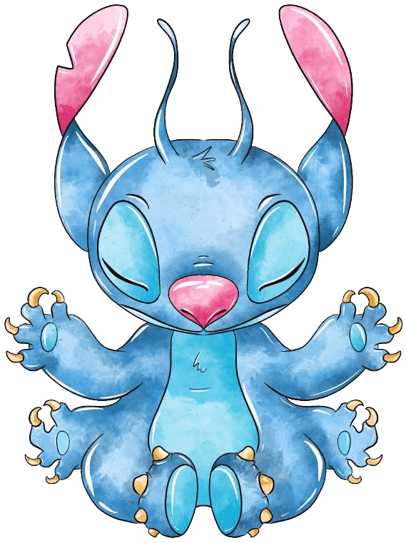 90+ Stitch PNG Grátis: Coleção Exclusiva Download Imediato! 242 Stitch meditando com para a frente com as maos de lado em aquarela PNG
