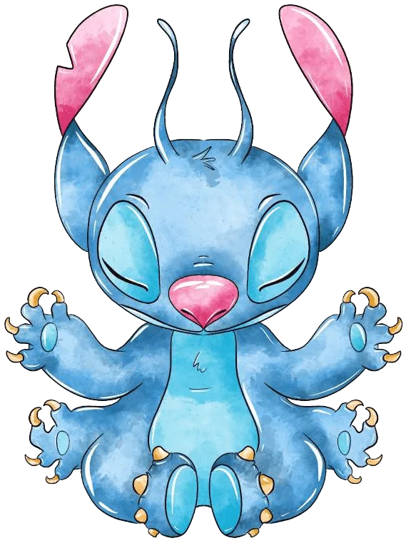 90+ Stitch PNG Grátis: Coleção Exclusiva Download Imediato! 269 Stitch meditando com para a frente com as maos de lado em aquarela PNG