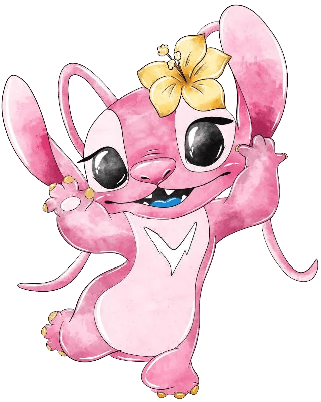 90+ Stitch PNG Grátis: Coleção Exclusiva Download Imediato! 270 Angel feliz e com o corpo de lado e as maos para cima PNG