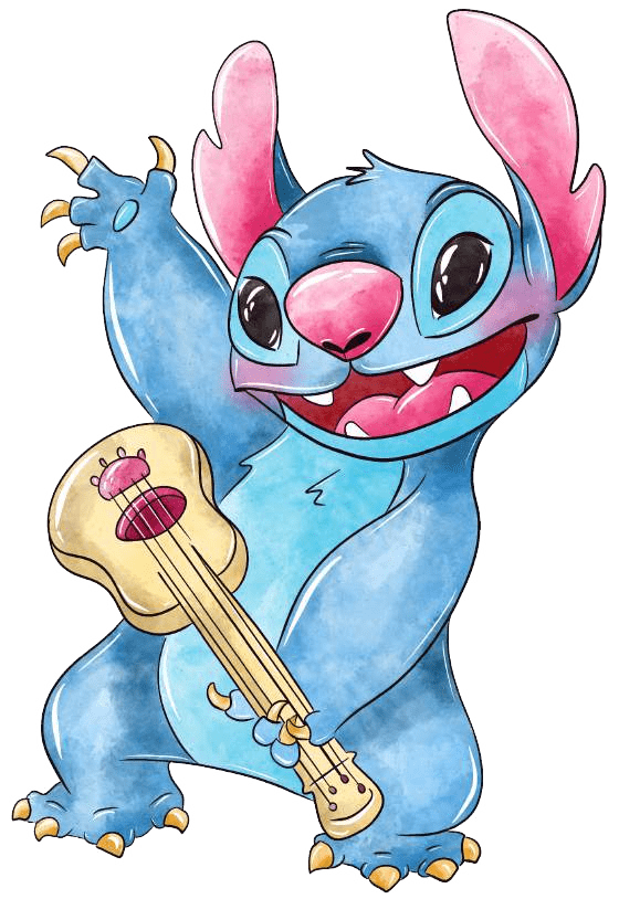90+ Stitch PNG Grátis: Coleção Exclusiva Download Imediato! 249 Stitch tocando banjo feliz aquarela