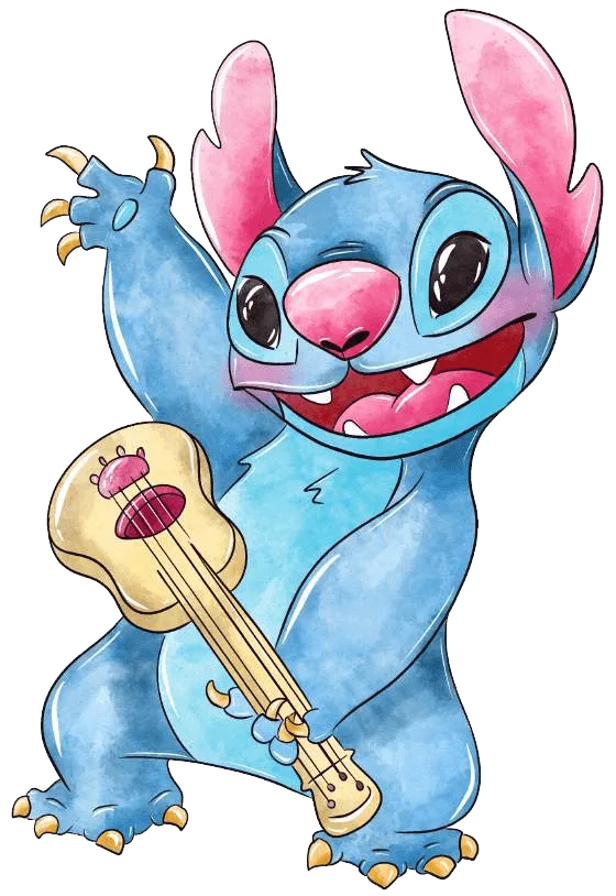 90+ Stitch PNG Grátis: Coleção Exclusiva Download Imediato! 276 Stitch tocando banjo feliz aquarela