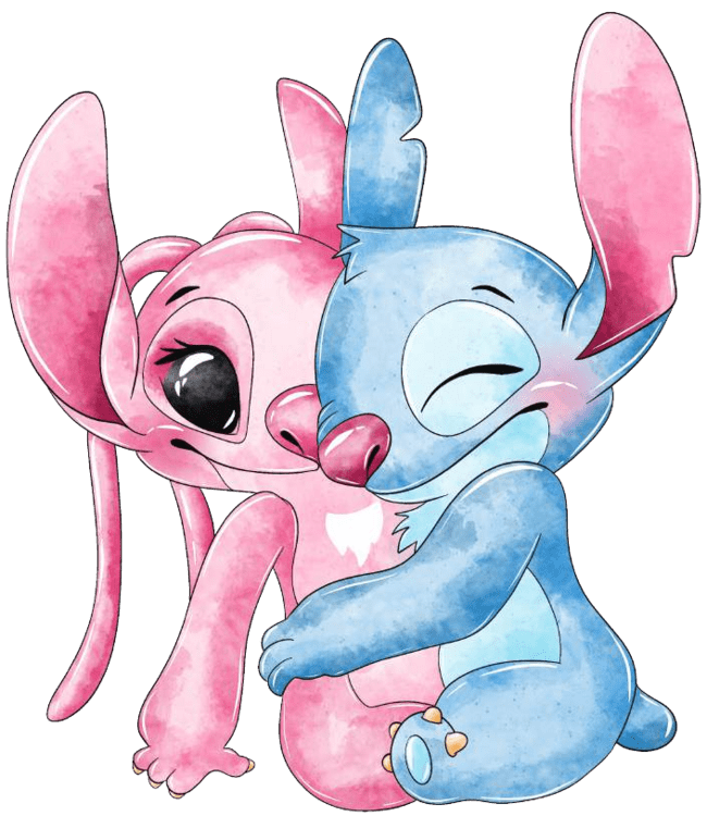 90+ Stitch PNG Grátis: Coleção Exclusiva Download Imediato! 250 Angel e Stitch juntos abraçados e felizes Stitch com olhos fechados e Angel olhando para frente PNG