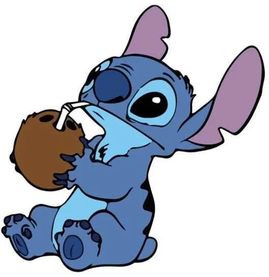 90+ Stitch PNG Grátis: Coleção Exclusiva Download Imediato! 278 Stitch tomando uma agua de coco tranquilo PNG