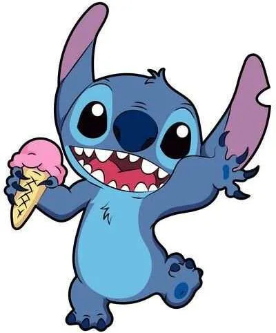90+ Stitch PNG Grátis: Coleção Exclusiva Download Imediato! 288 Stitch com Sorvete na mao esquerda dando tchau PNG