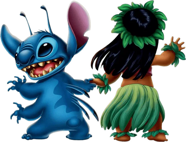 90+ Stitch PNG Grátis: Coleção Exclusiva Download Imediato! 292 Lilo e Stitch dançando de costas para a camera PNG