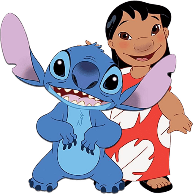 90+ Stitch PNG Grátis: Coleção Exclusiva Download Imediato! 271 Stitch na frente e lilo atrás felizes e olhando para frente