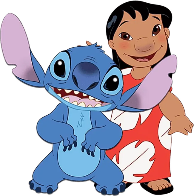 90+ Stitch PNG Grátis: Coleção Exclusiva Download Imediato! 298 Stitch na frente e lilo atrás felizes e olhando para frente