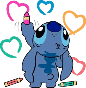 90+ Stitch PNG Grátis: Coleção Exclusiva Download Imediato! 280 Stitch fazendo corações na parede com lapis de cera PNG