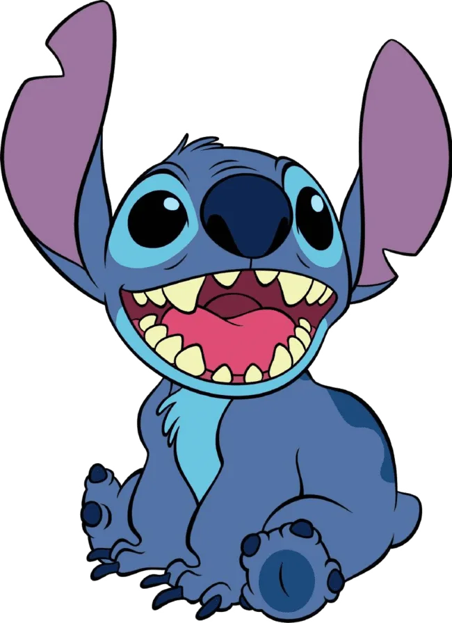 90+ Stitch PNG Grátis: Coleção Exclusiva Download Imediato! 310 Stitch rindo com as maos no chao e olhando para cima e para a direita PNG
