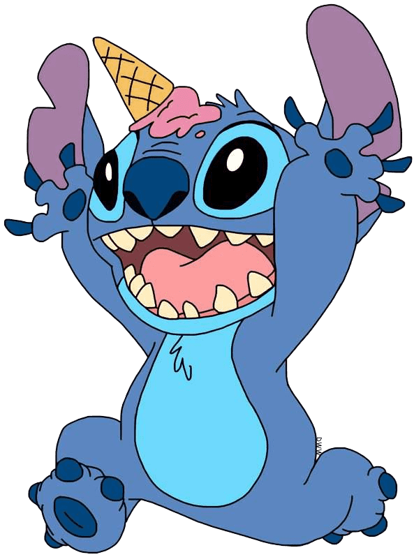 90+ Stitch PNG Grátis: Coleção Exclusiva Download Imediato! 290 Stitch correndo com sorvete na testa PNG
