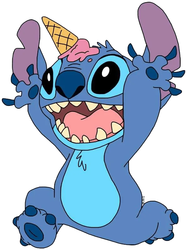 90+ Stitch PNG Grátis: Coleção Exclusiva Download Imediato! 317 Stitch correndo com sorvete na testa PNG