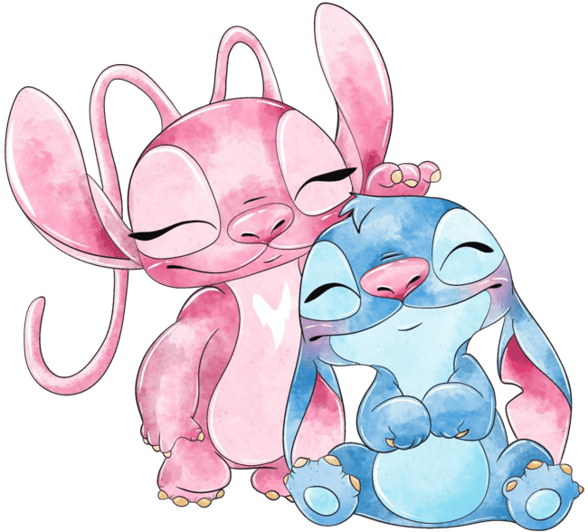 90+ Stitch PNG Grátis: Coleção Exclusiva Download Imediato! 291 Angel e Stitch momento de carinho ambos com olho fechado PNG