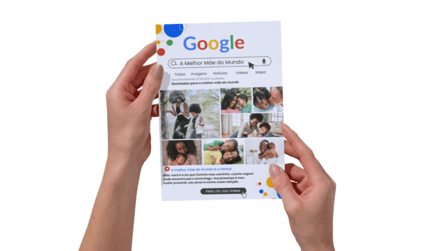 Cartão dia das mães montado e pronto para imprimir, com design simples e emocional inspirado no estilo Google. 