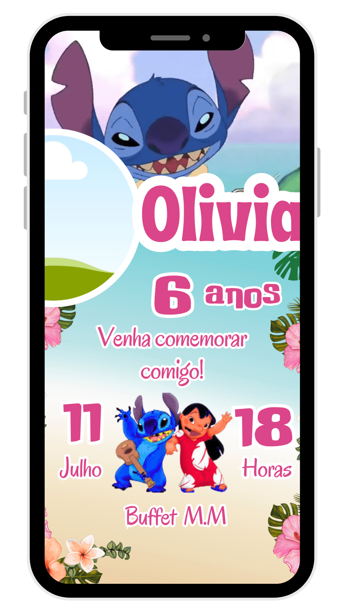 Convite Stitch com Animação"