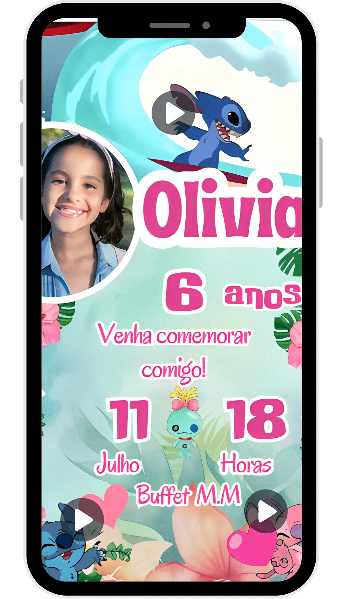  Convite Stitch para Festa Infantil"