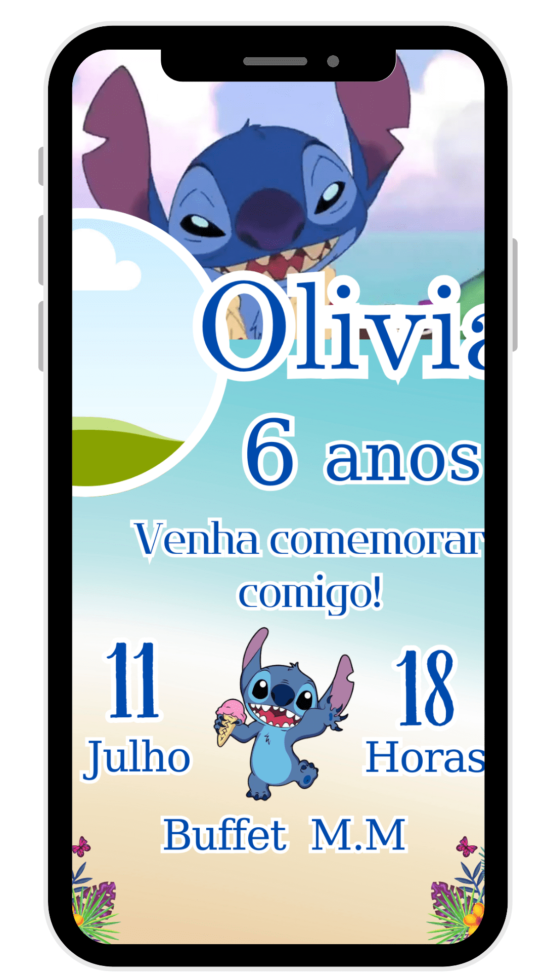 Convite Stitch para Imprimir"