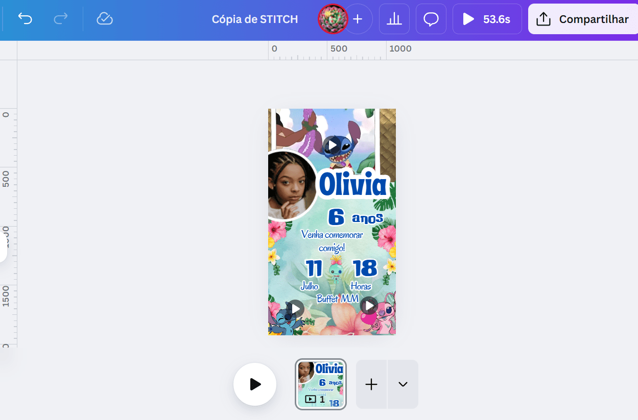 Modelo de Convite Stitch para Editar