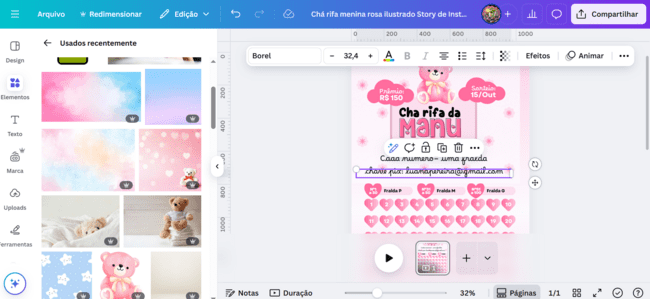 Personalize seu chá rifa para editar gratis 
