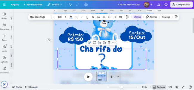 Seu convite de chá rifa do jeitinho que você sonhou!