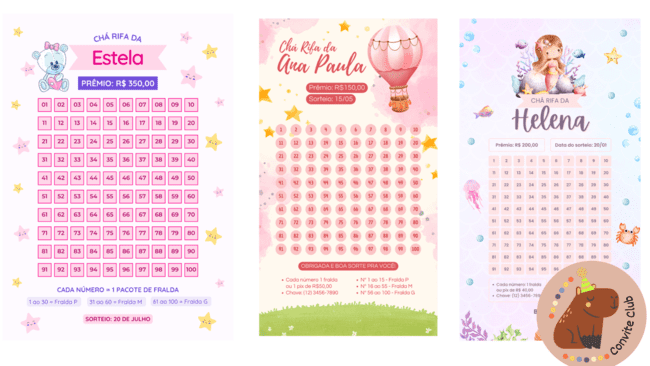 Tema especial + toque personalizado = chá rifa perfeito!