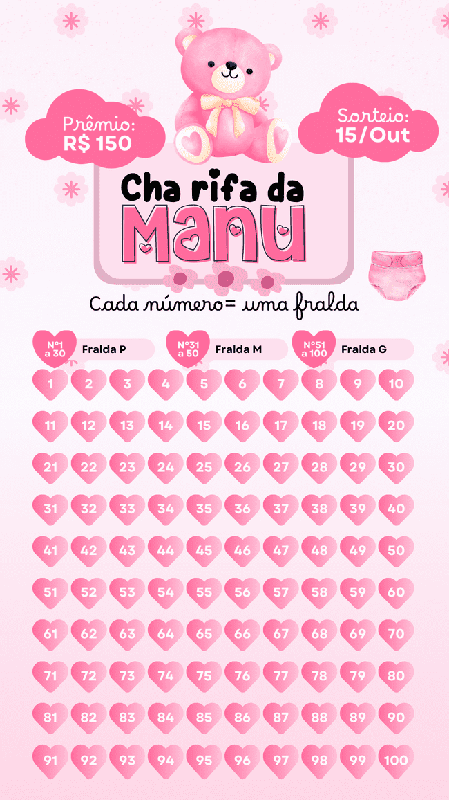 Torne o seu chá rifa de bebê, inesquecível com um design único!
