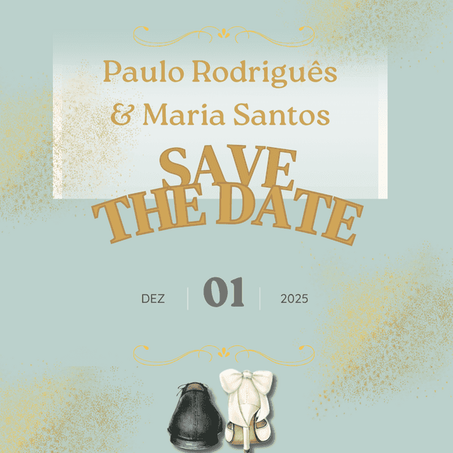 O texto para save the date ideal é simples e direto: Nossos nomes, a data e a cidade. O amor faz o resto!