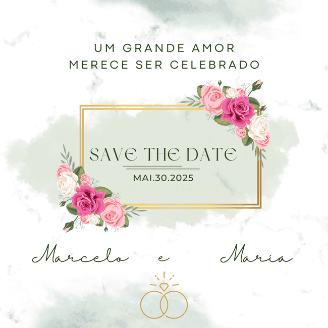 Praticidade é tudo! Envie seu save the date casamento digital e anuncie sua data para todos com um clique.