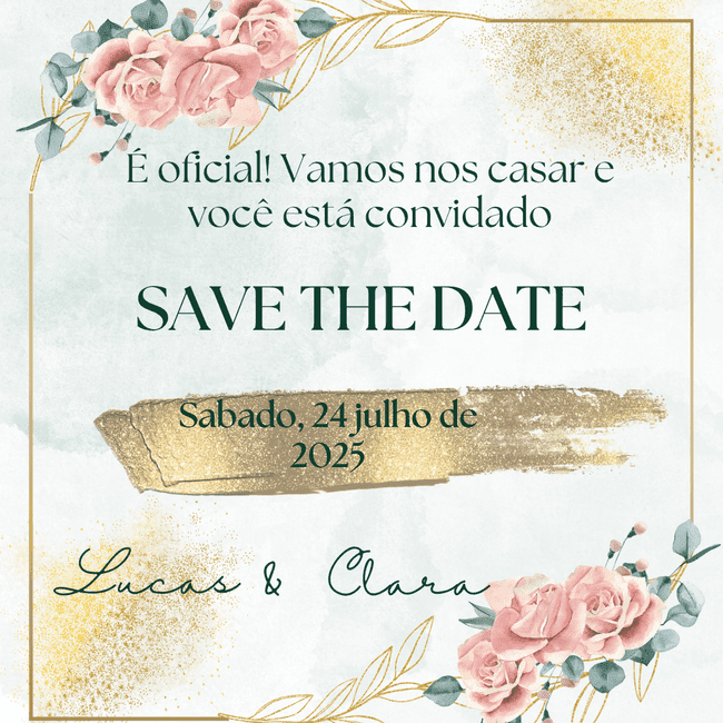 Procurando o save the date casamento modelo perfeito? Este design com toques de aquarela é uma ótima inspiração.