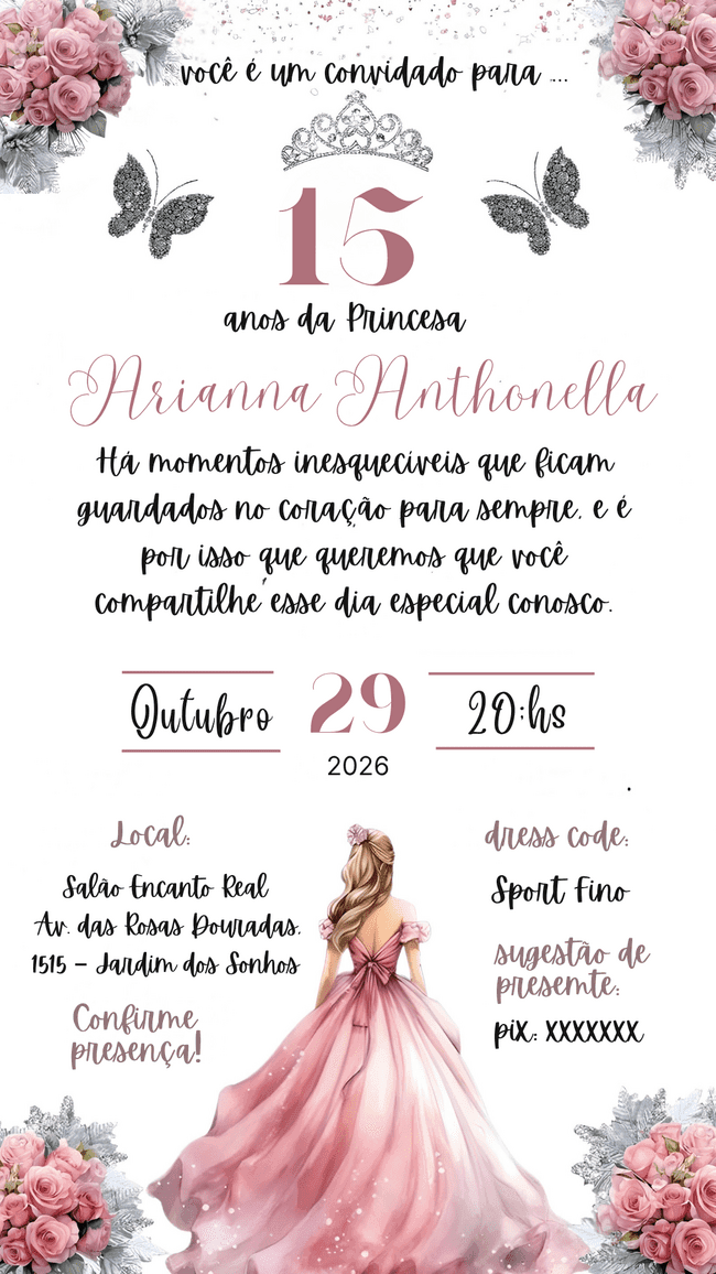 "Procurando por convites 15 anos? Temos 10 modelos incríveis, como este, prontos para você baixar e editar."