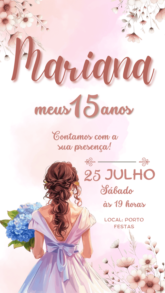 "Seu 15 anos convite perfeito está aqui! ✨ Modelo grátis para editar no Canva. Link na bio!