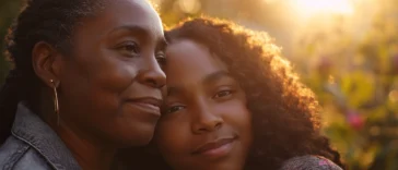 mae e filha 15 anos se abraçando e felicidade comemoracao