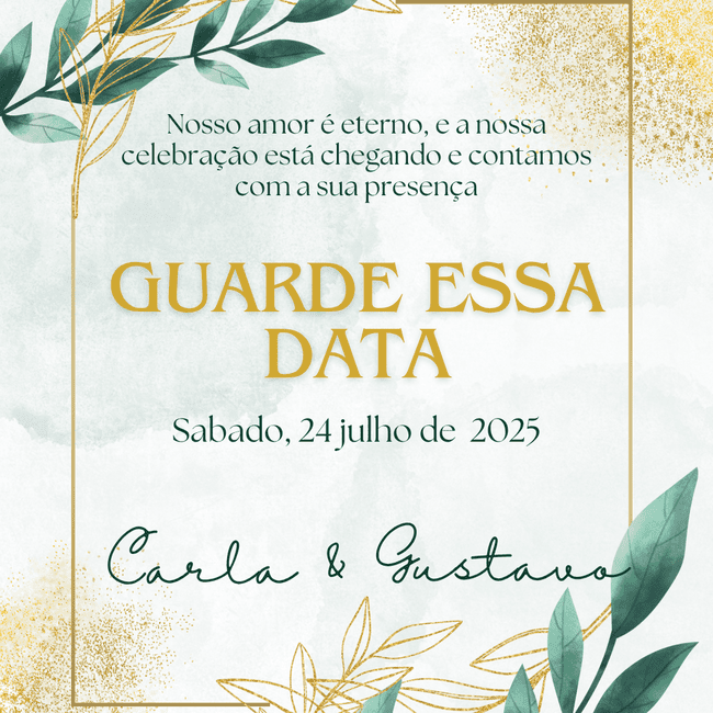 Um design limpo e sofisticado para o seu save the date casamento. Menos é mais, sempre